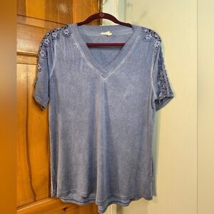 Stylish Blue Embroidered Women's Tee